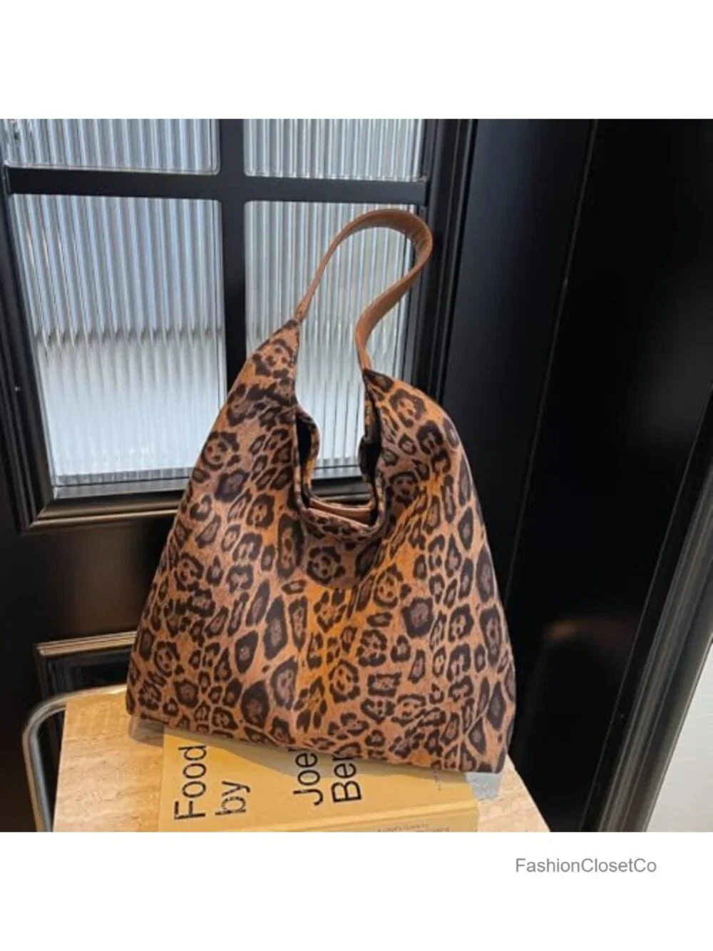 Faux Suede Leopard Print Hobo Bag with Detachable Strap